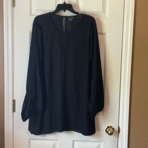 City Chic Black Sheer Minimalist Ballon Sleeves Plus Size Top Size XXL (24)